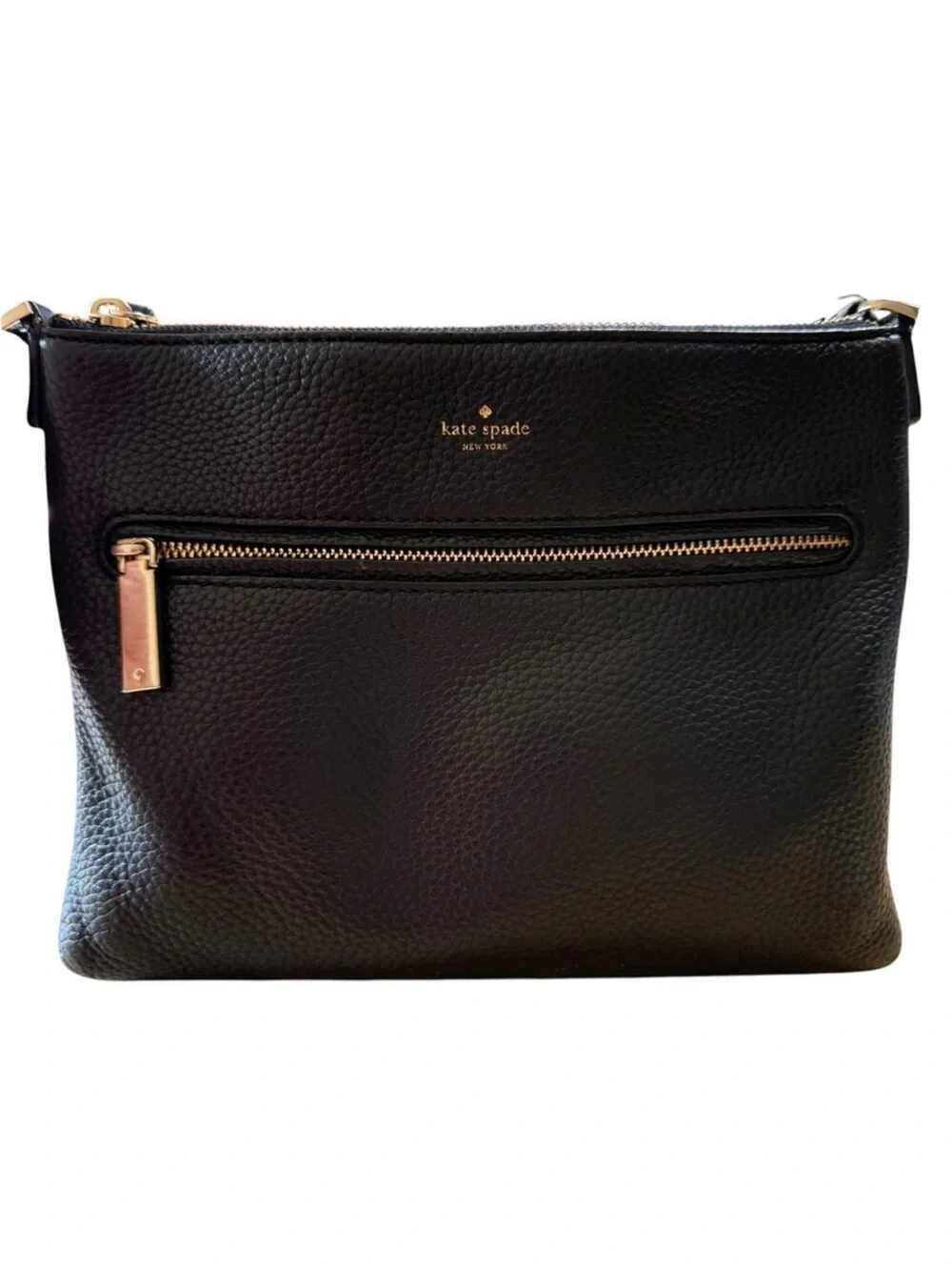 kate spade Black Pebbled Leather Crossbody with Gold Hardware